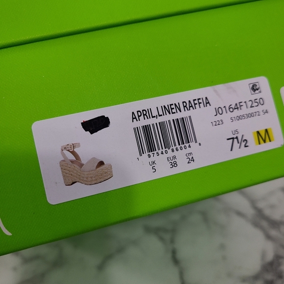 Sam Edelman April platform espadrille sandals Linen Raffia cream size 7.5 NEW - Picture 9 of 9